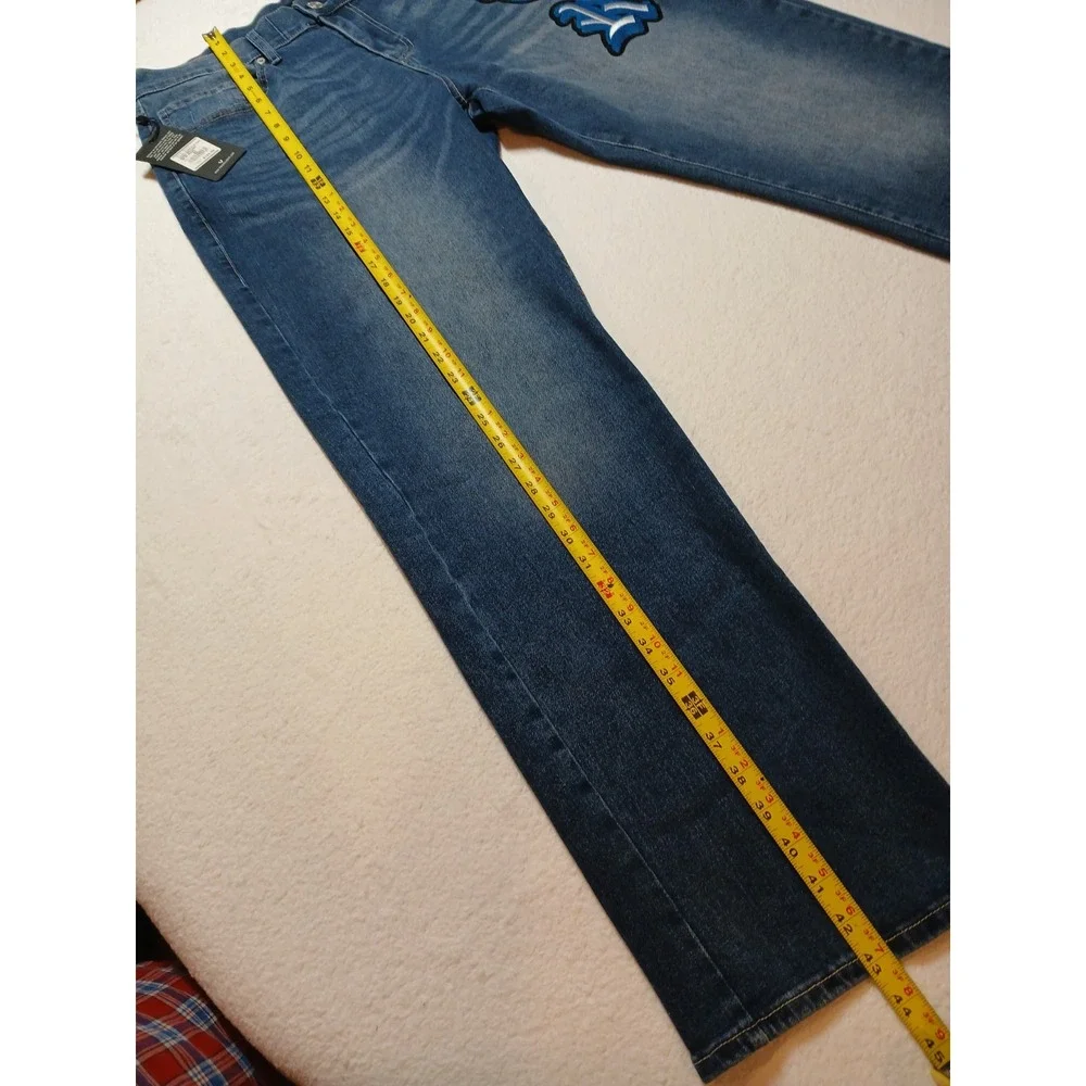 True Religion Bobby Applique Relaxed Baggy Jeans Mens W32 L32 Medium Blaze NWT